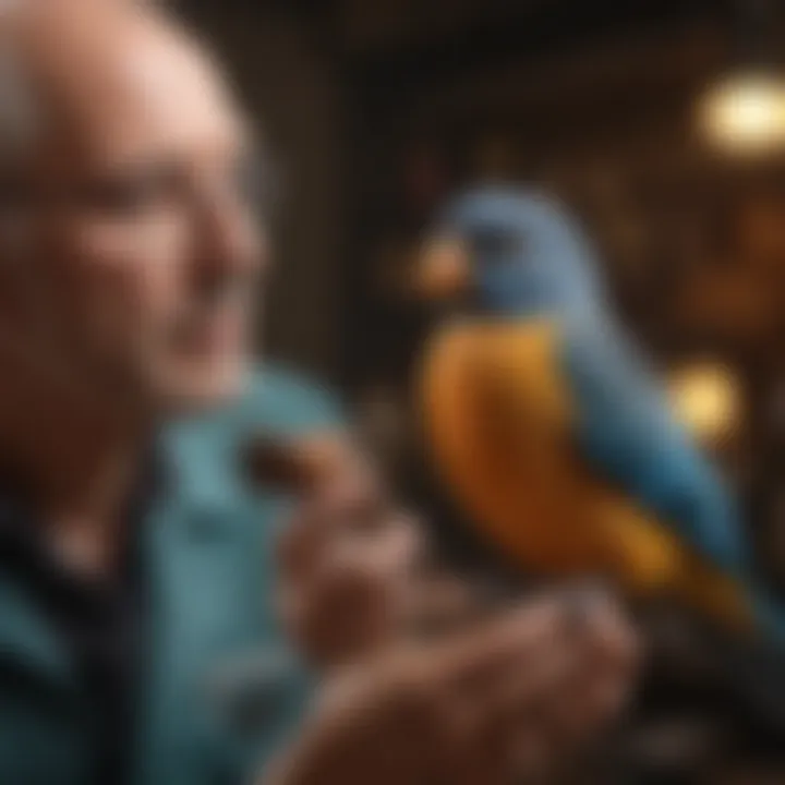 A veterinarian examining a pet bird, highlighting health concerns