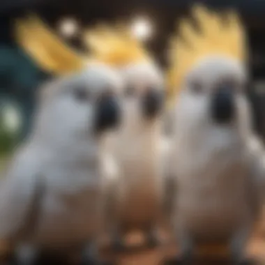 Various cockatoo species displayed together showcasing diversity