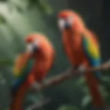 A vibrant parrot perched on a branch