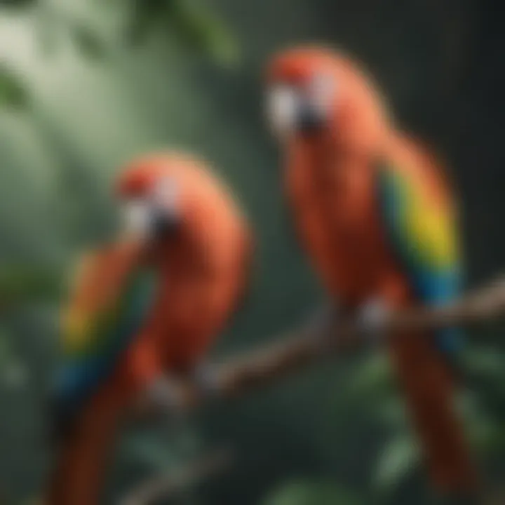 A vibrant parrot perched on a branch