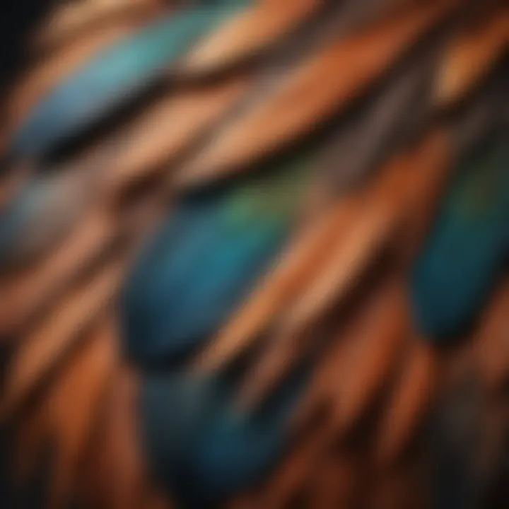 Close-up view of a bird's feathers showing texture and color