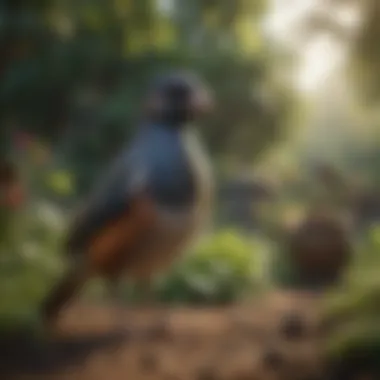 A bird owner searching for their missing pet bird in a garden.