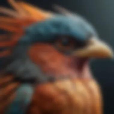 The Beauty of Avian Head Structure A close-up of a bird's head showing its feather texture and vibrant colors.