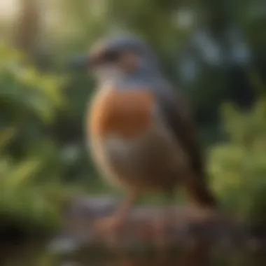 The Tranquility of a Content Bird A serene scene depicting a bird in a natural setting, illustrating its relaxed demeanor.