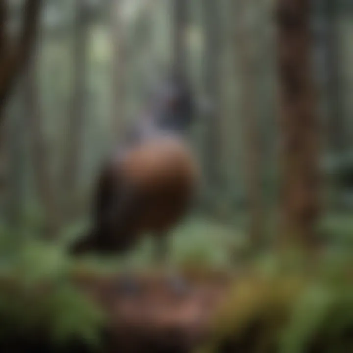 A close-up of a lyrebird imitating the sounds of its surroundings