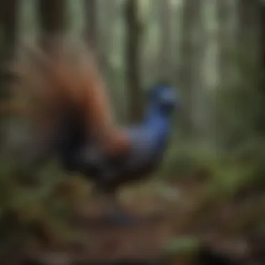 The Stunning Plumage of the Lyrebird A lyrebird showcasing its vibrant plumage in a natural setting