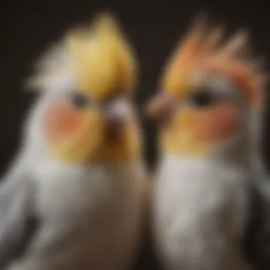 A cockatiel in a playful stance with its crest raised, demonstrating its friendly nature