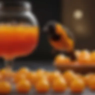 A close-up of various jelly types suitable for feeding orioles, showcasing their vibrant colors.