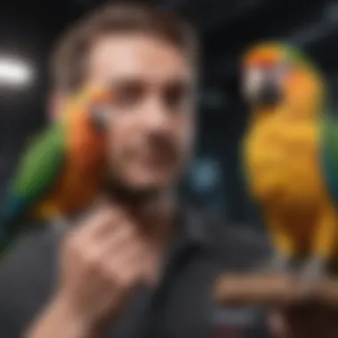Training Session with a Parrot Bird owner engaging with a parrot during training
