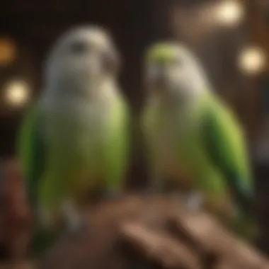 Quaker Parrot Age Groups An array of different Quaker parrot age groups highlighting their growth stages.