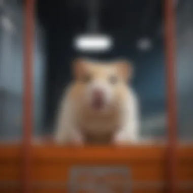 A happy hamster inside a travel cage during a car journey.