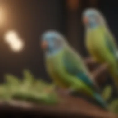 Social Communication in Budgerigars A serene budgerigar chirping, exemplifying social communication in birds