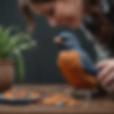 Bird owner measuring vitamin supplements for pet birds