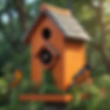 Colorful birdhouse designed to attract orioles