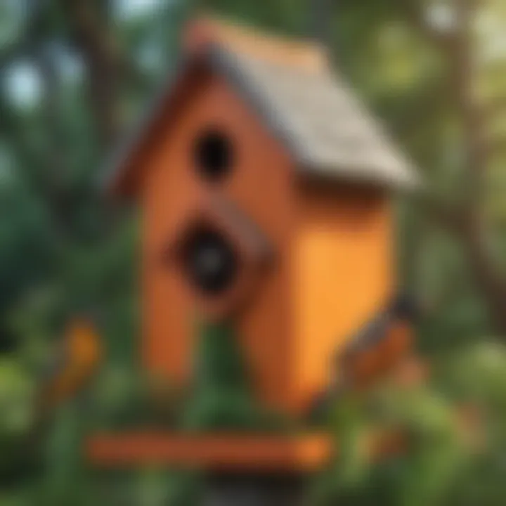 Colorful birdhouse designed to attract orioles