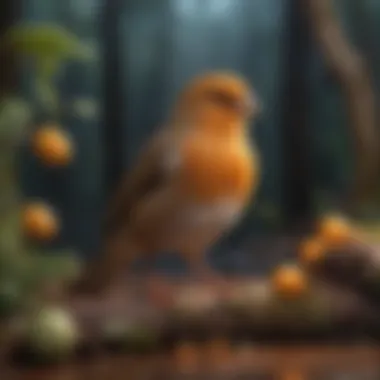 Creating an Optimal Habitat for Pet Birds A cozy bird habitat with natural elements and toys.