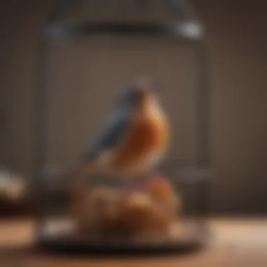 Retrieving a Bird with Care A cheerful bird being gently coaxed back into its cage with a favorite treat.