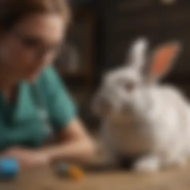 Consultation between a rabbit owner and a veterinarian