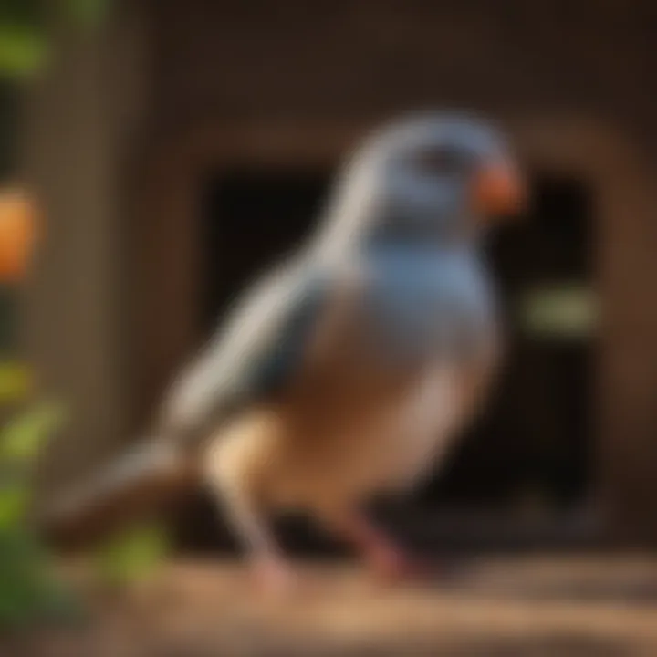 Healthy pet bird receiving veterinary care in an outdoor setting