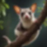 A healthy sugar glider perched on a branch, showcasing its unique features.