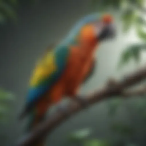 A colorful parrot perched on a branch