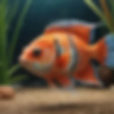 Exotic Fish in a Stunning Aquatic Display A close-up of an exotic fish swimming gracefully in a beautifully designed aquarium
