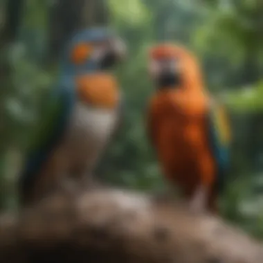 Diverse Ecosystem of Exotic Wildlife A lush landscape with various exotic animals coexisting in harmony