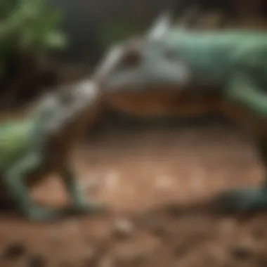 A reputable iguana breeder interacting with healthy iguana hatchlings.