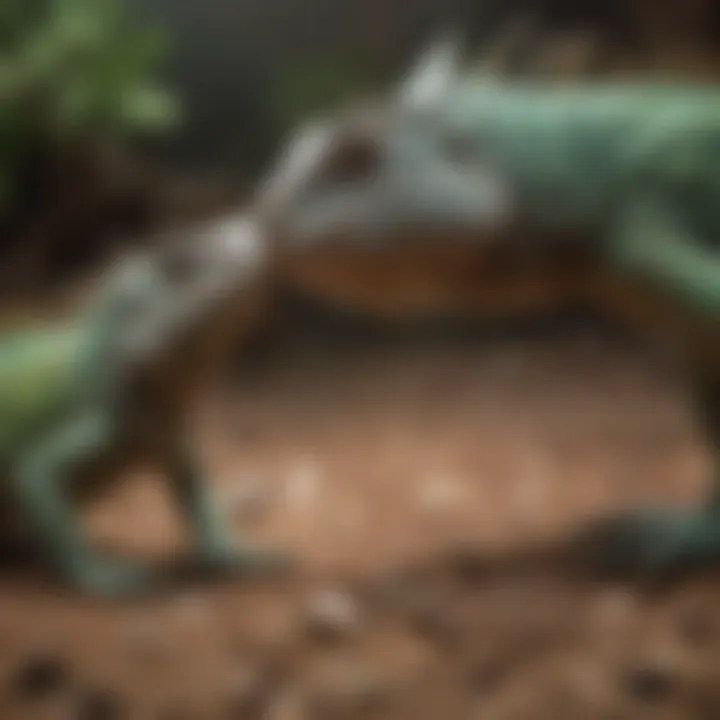 A reputable iguana breeder interacting with healthy iguana hatchlings.