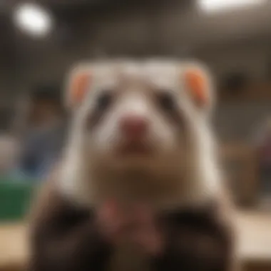 A ferret being cared for in an animal shelter