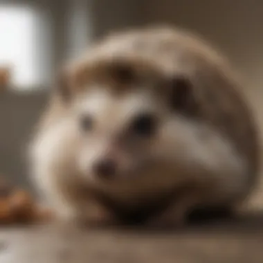 A hedgehog being examined at an animal shelter