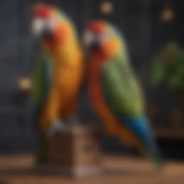 Companionship and Trust A vibrant parrot perched on a finger, symbolizing companionship and trust.